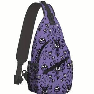 Disney Haunted Mansion messenger bag purse shoulder bag zipper closure purple 👻
